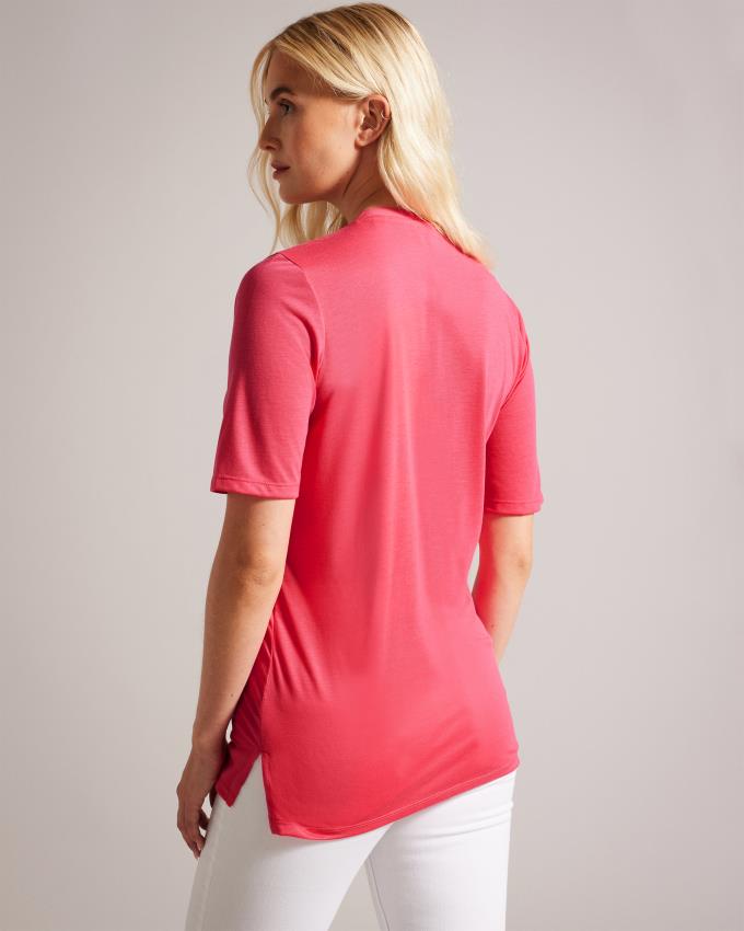 T-Shirt Ted Baker Easy Fit V-Neck Corail Femme | JAK-23865406